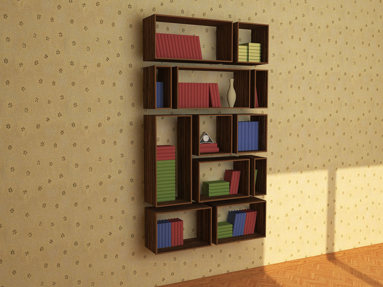 Wooden Bookshelf 04 Low-poly 3D model_6