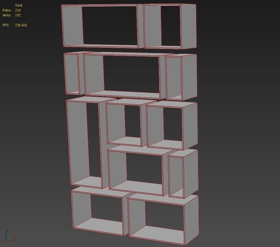 Wooden Bookshelf 04 Low-poly 3D model_10