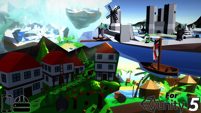 Low poly world creator kit Low-poly 3D model