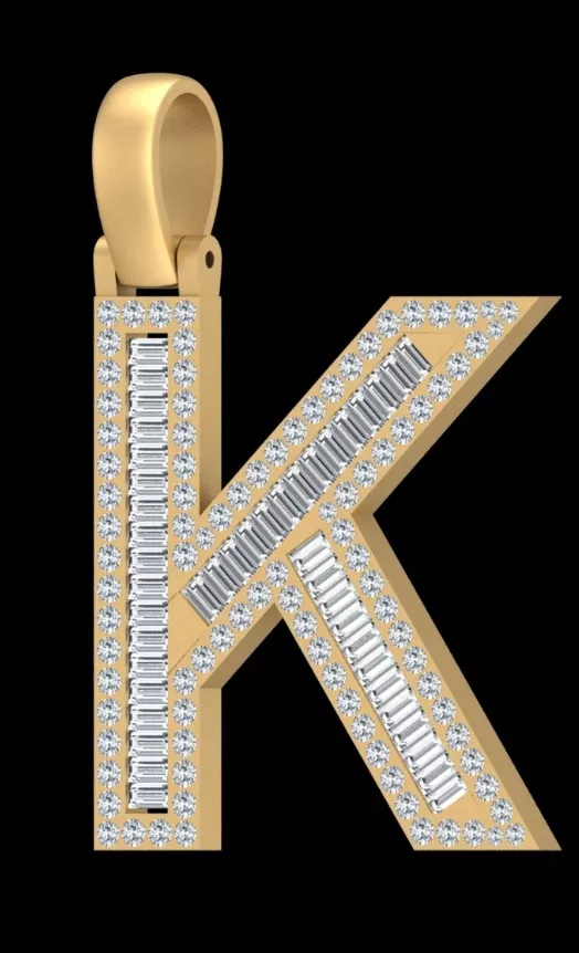 Diamond Letter K Pendant 3D Model Free 3D print model
