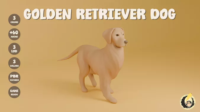 Animated Golden Retriever Dog