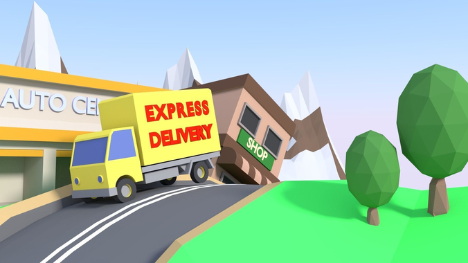 LowPoly Countryside Delivery Animation Low-poly 3D model