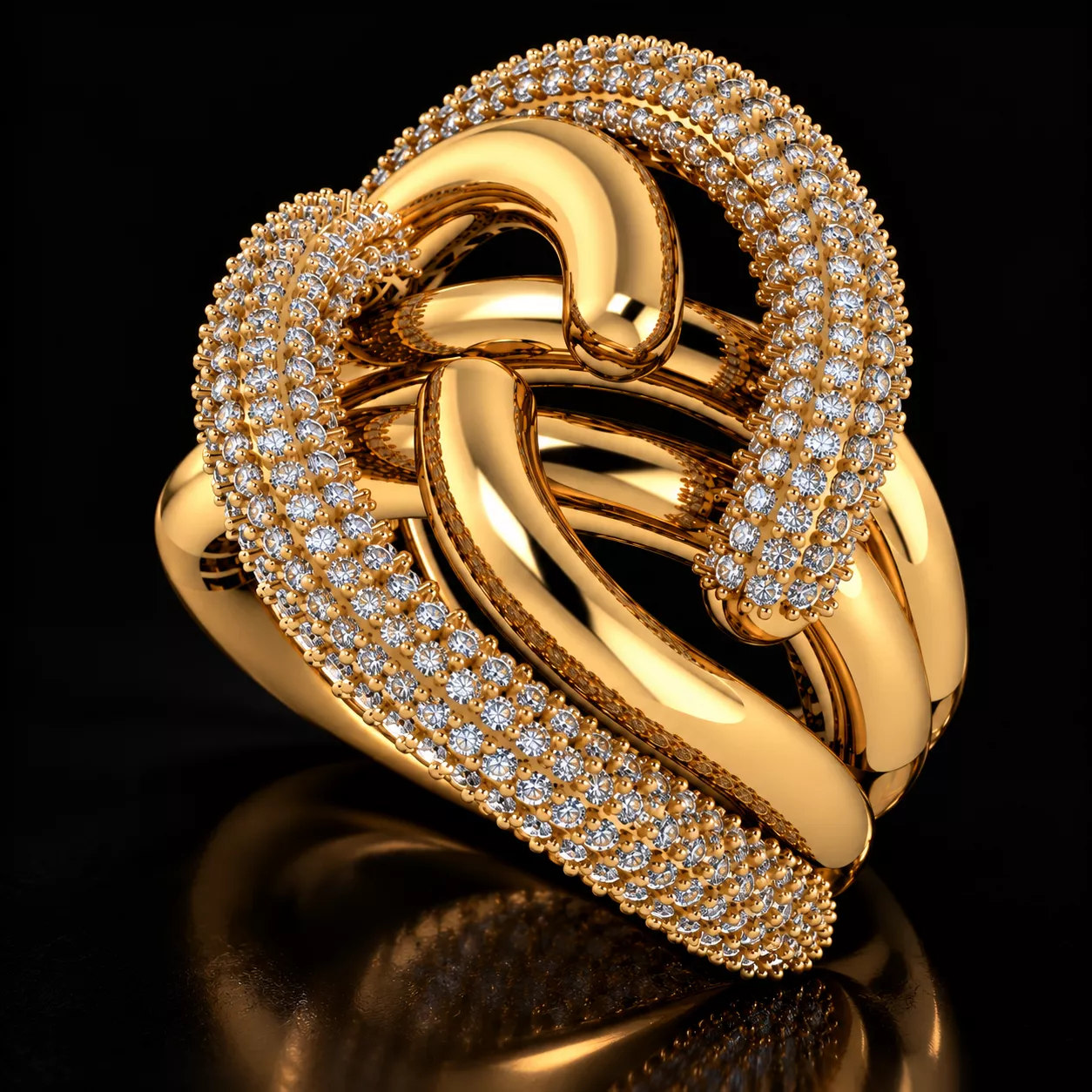 Luxury multi-row ring 3D print model