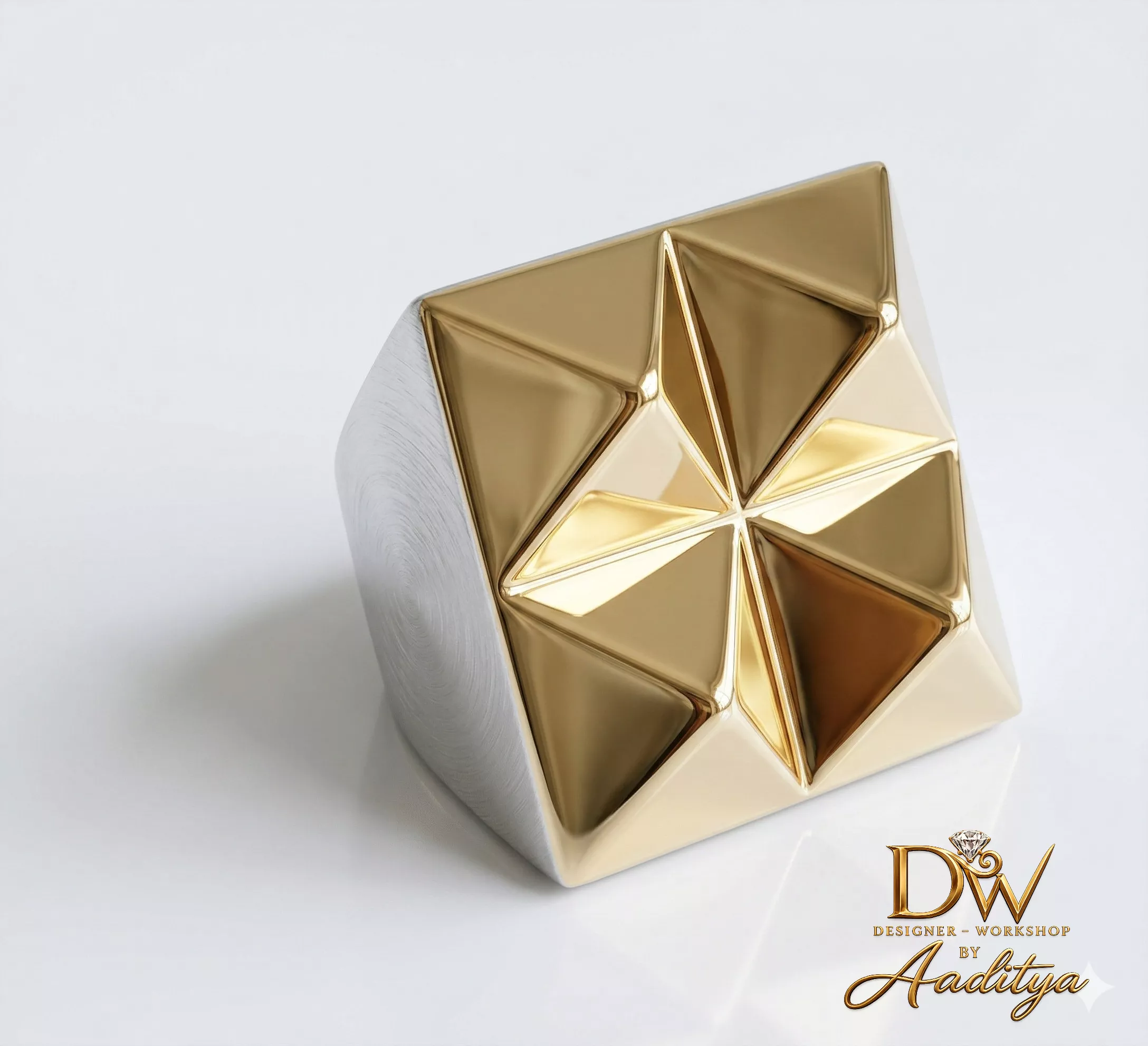 Faceted Geometric Block Ring 3D print model