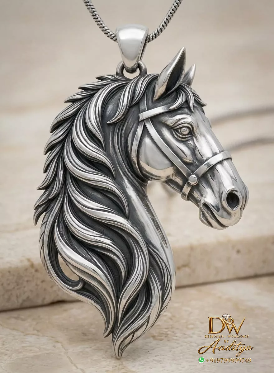 Horse Angle Gold Relief Pendant 3D print model