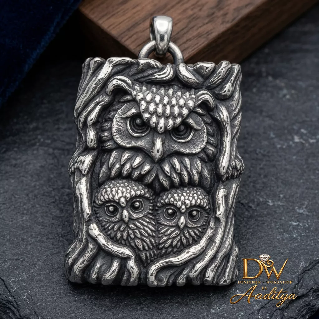Owl Family Tree Pendant 3D print model