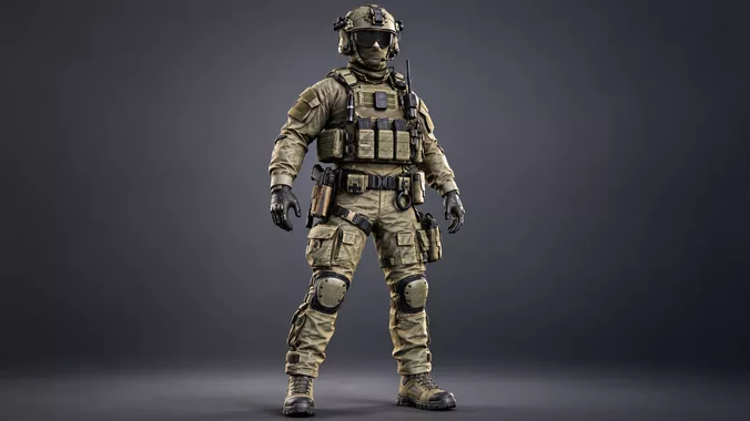 Modern Tactical Soldier Character Rigged Game Military Operator