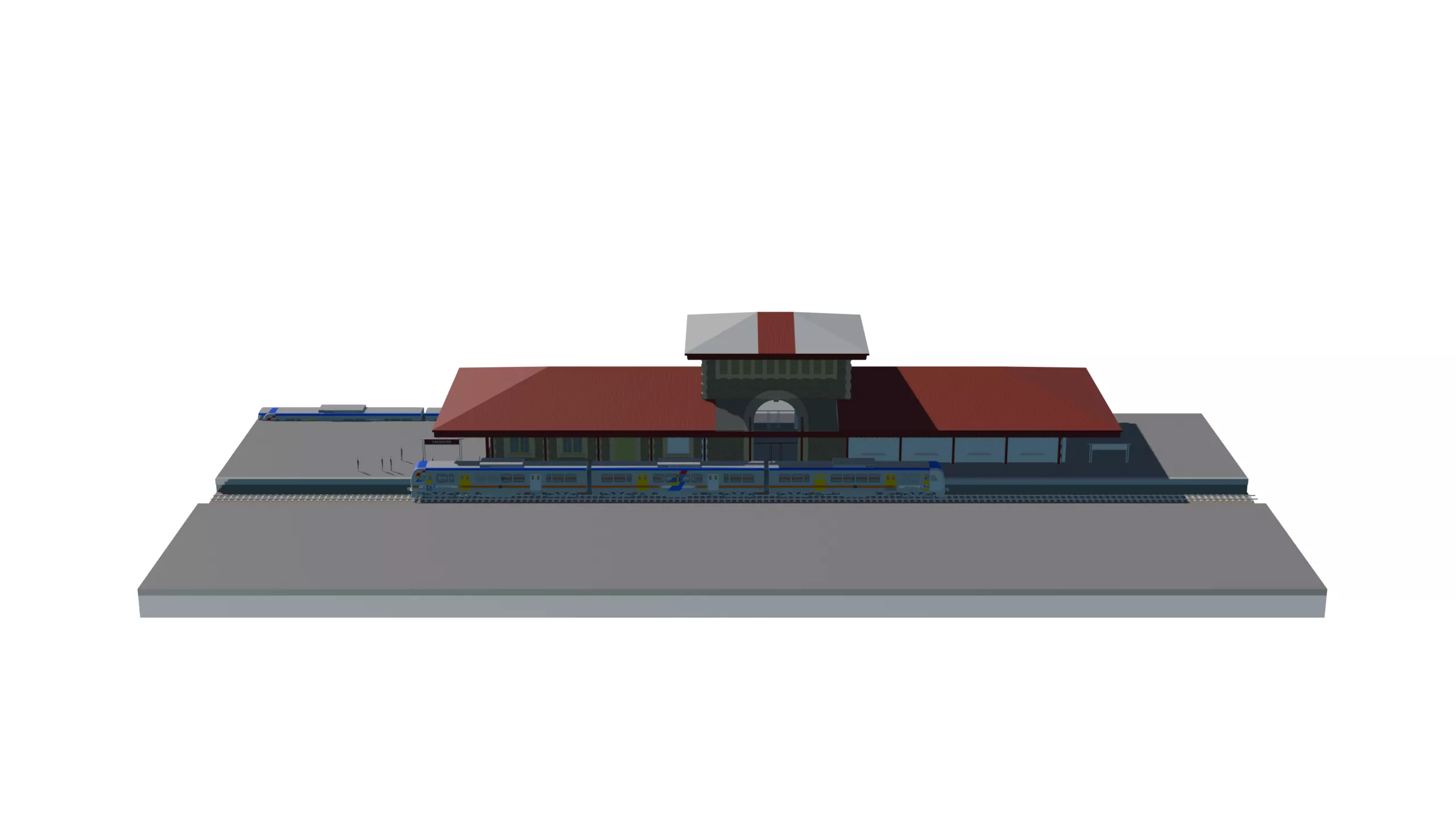 Railway Station Platform Building 3D Model 3D model