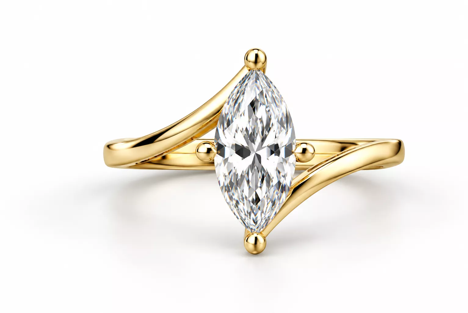 Marquise Solitaire Bypass Ring Production-Tested CAD Model 3D print model