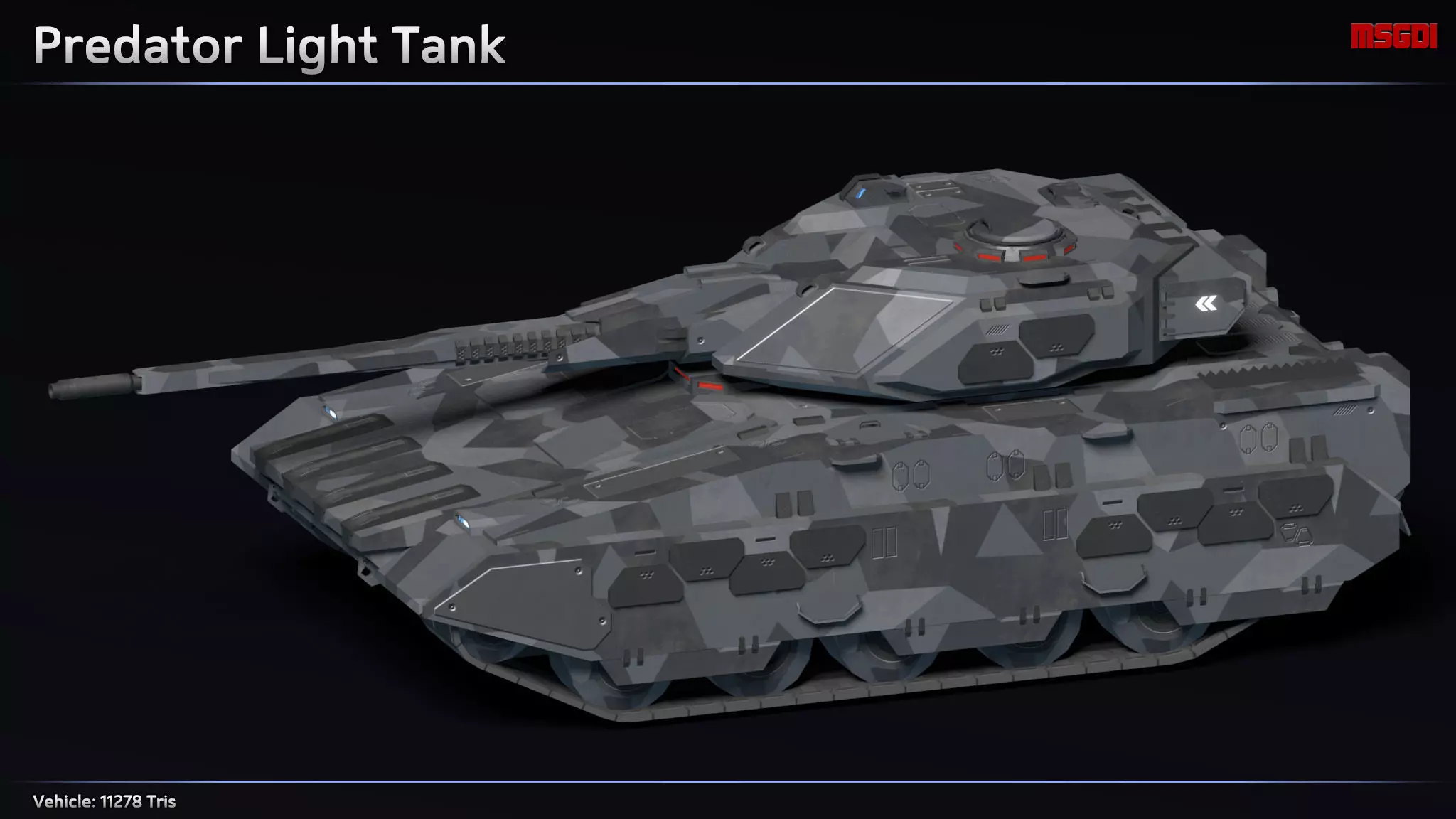 Scifi Predator Light Tank Low-poly 3D model_0