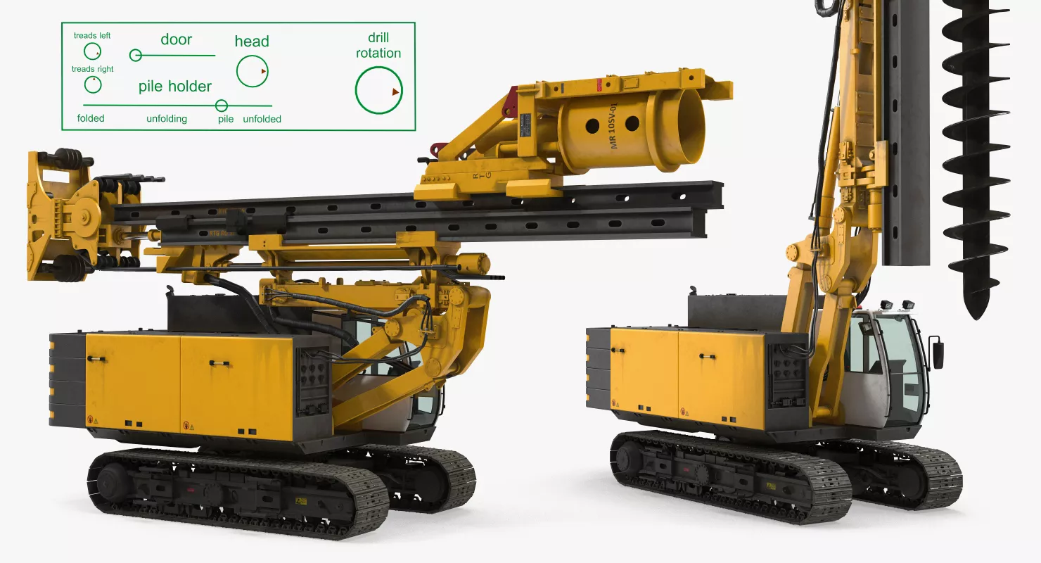 Drill Machine Bauer RG16T Rigged 3D model