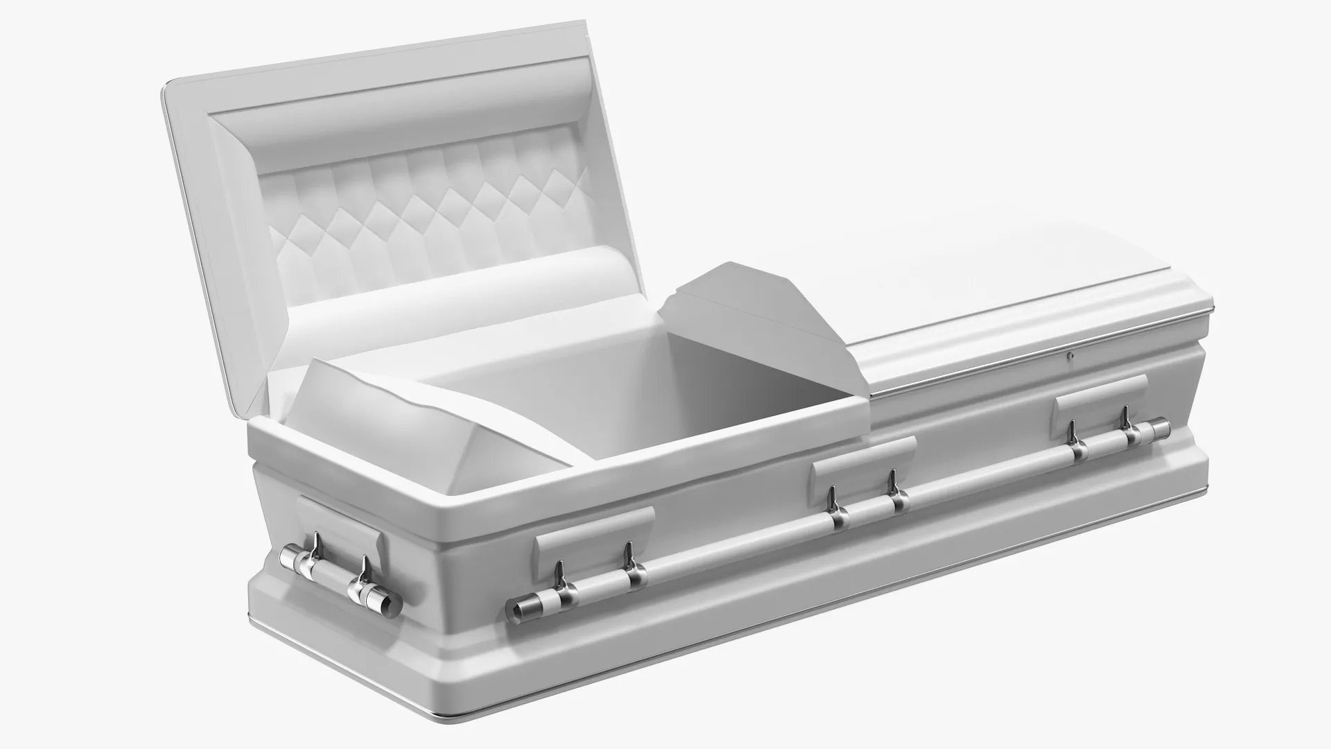 Opened White Funeral Casket 3D model