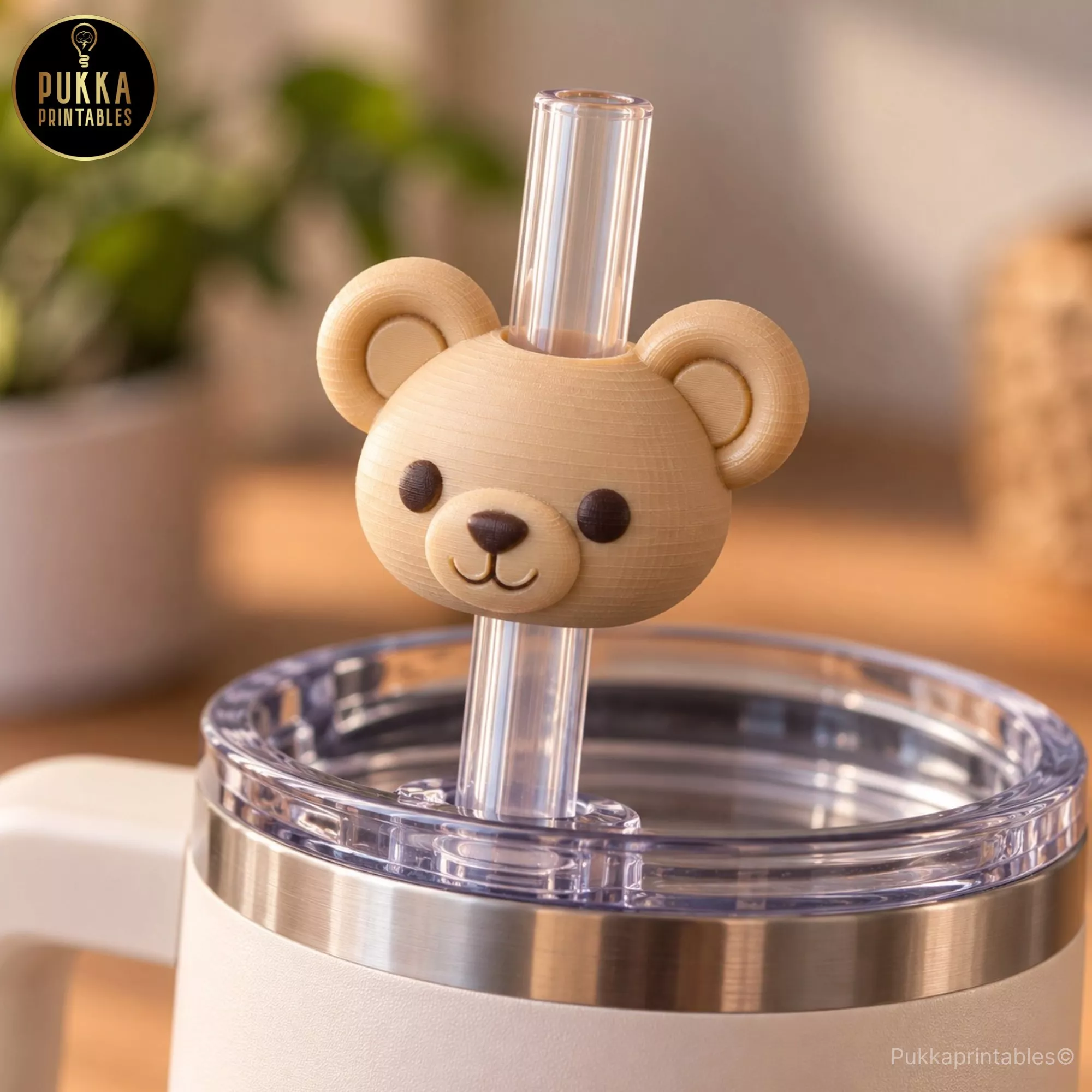 Teddy Bear Straw Topper STL 3D Printable Tumbler Accessory 3D print model