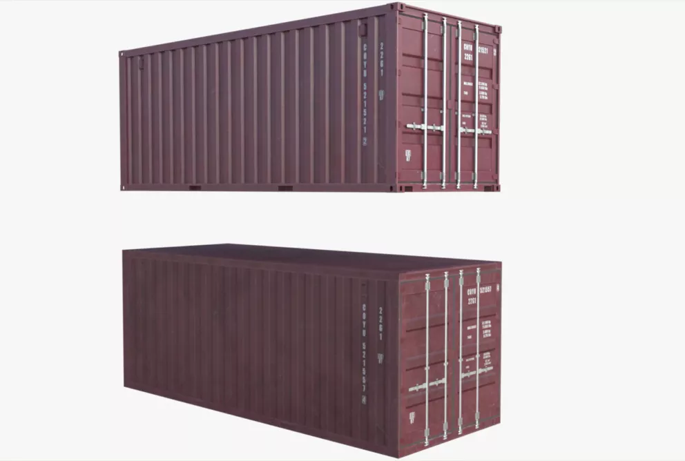 Cargo Container White 20 ft ISO High and Low Poly PBR LOD 3D Model Pack