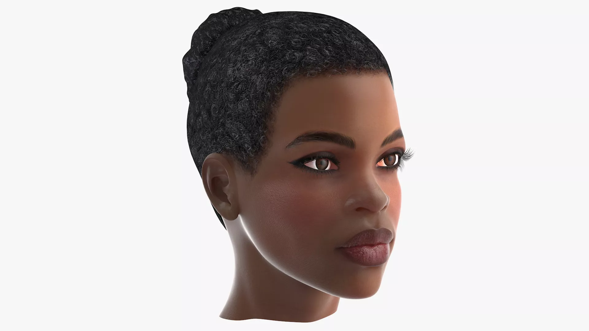 Afro American Woman Head Dark Skin 3D model