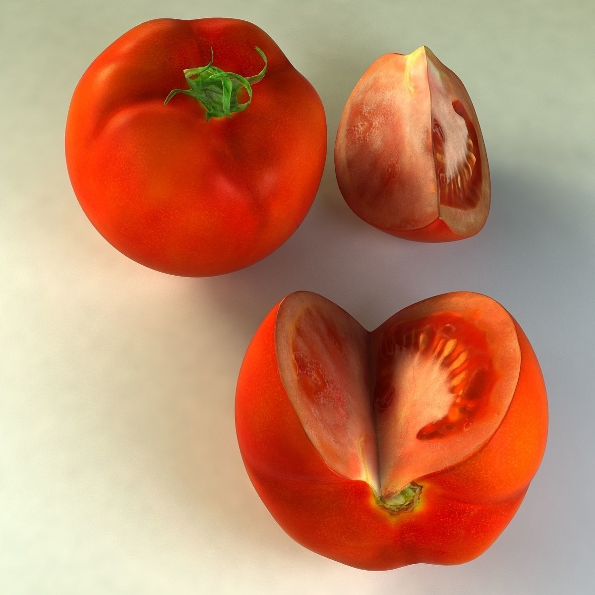 Tomato with slice Low-poly 3D model_4