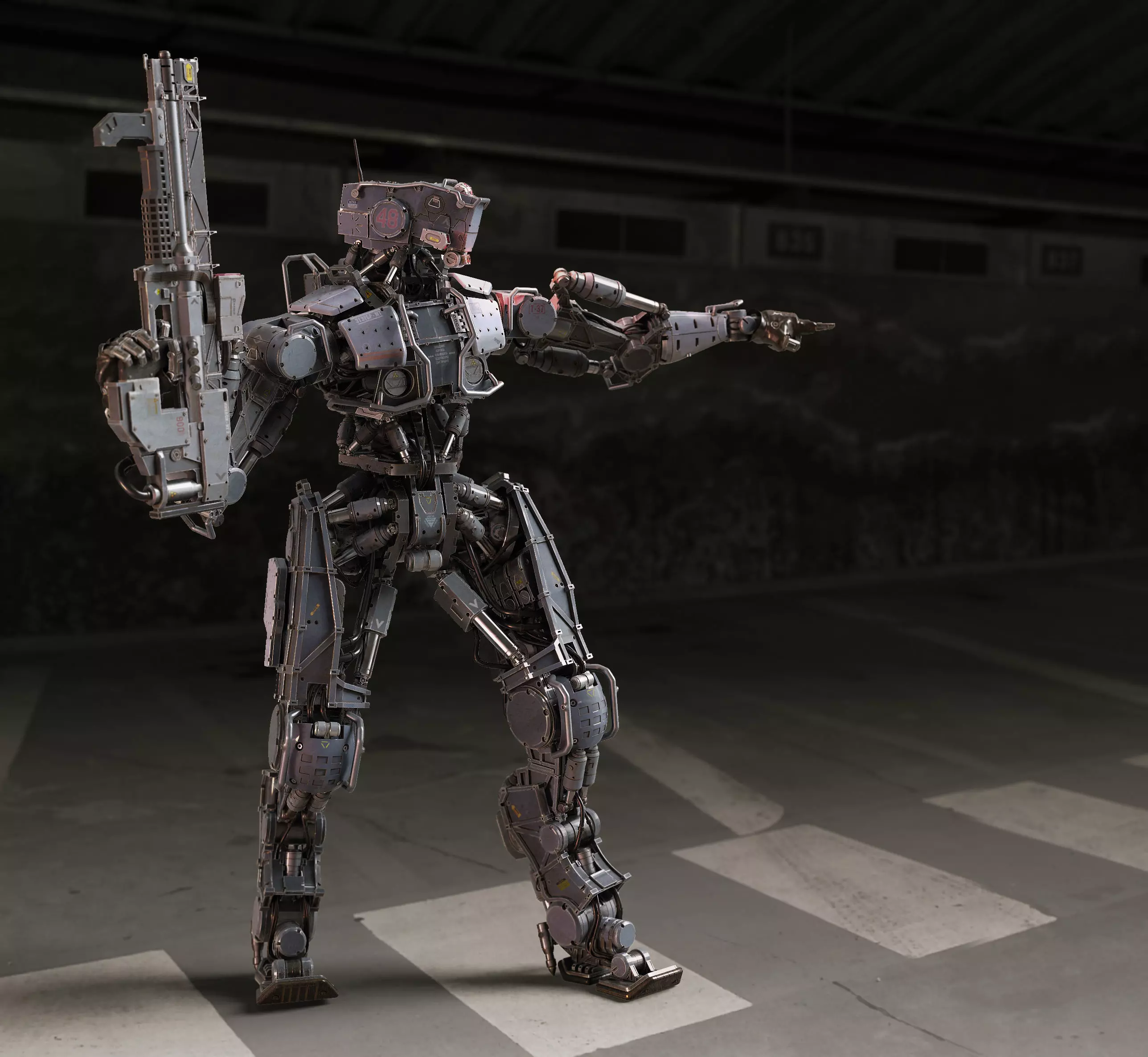 R Soldier sci-fi robot 3D model_0