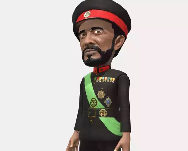 Emperor Haile Selassie caricature Low-poly 3D model