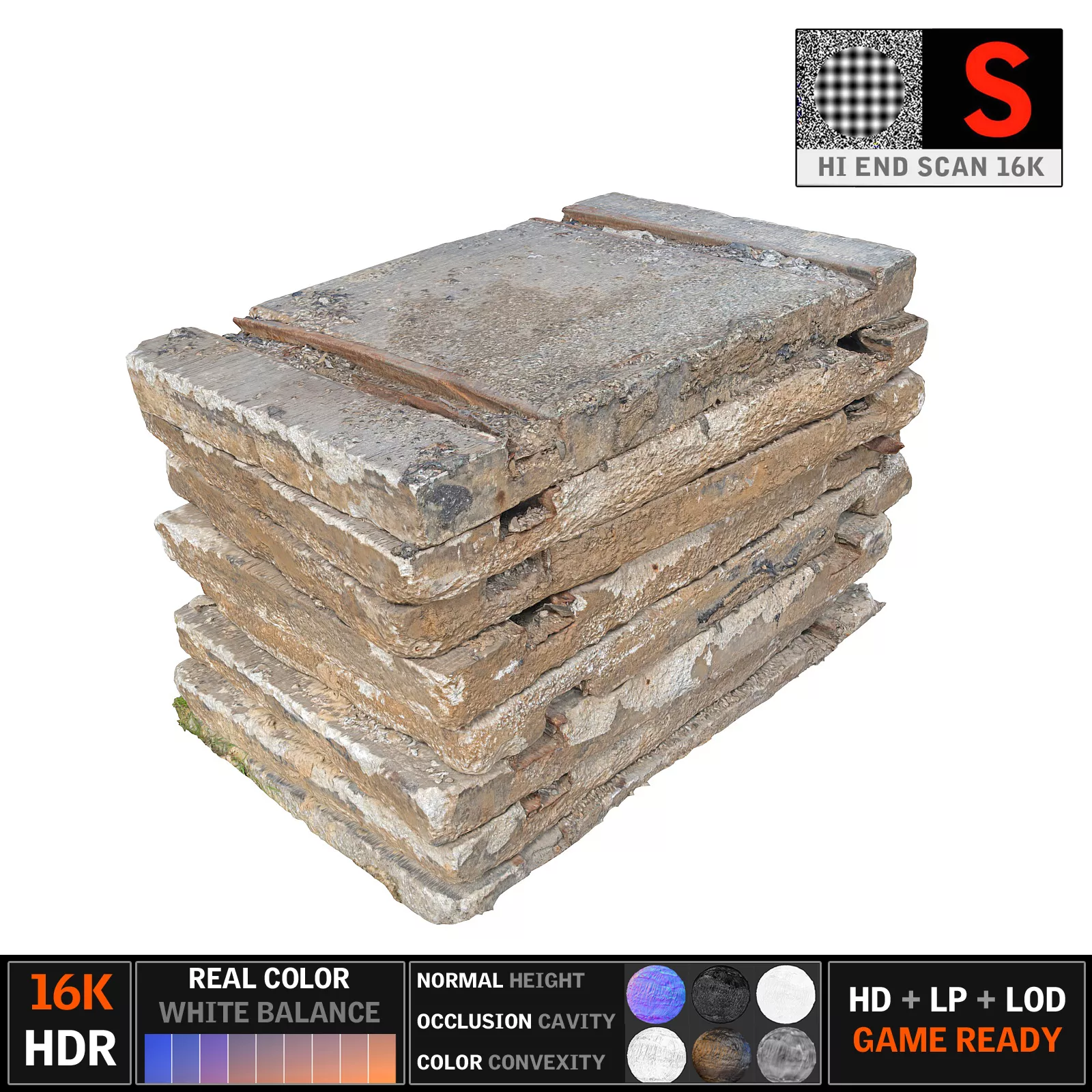 Concrete Slabs 16K UHD Low-poly 3D model