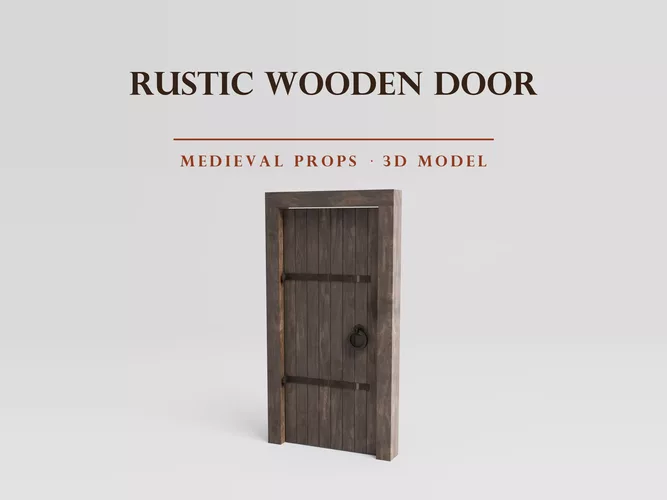 Medieval Rustic Door - Animated - PBR Low Poly