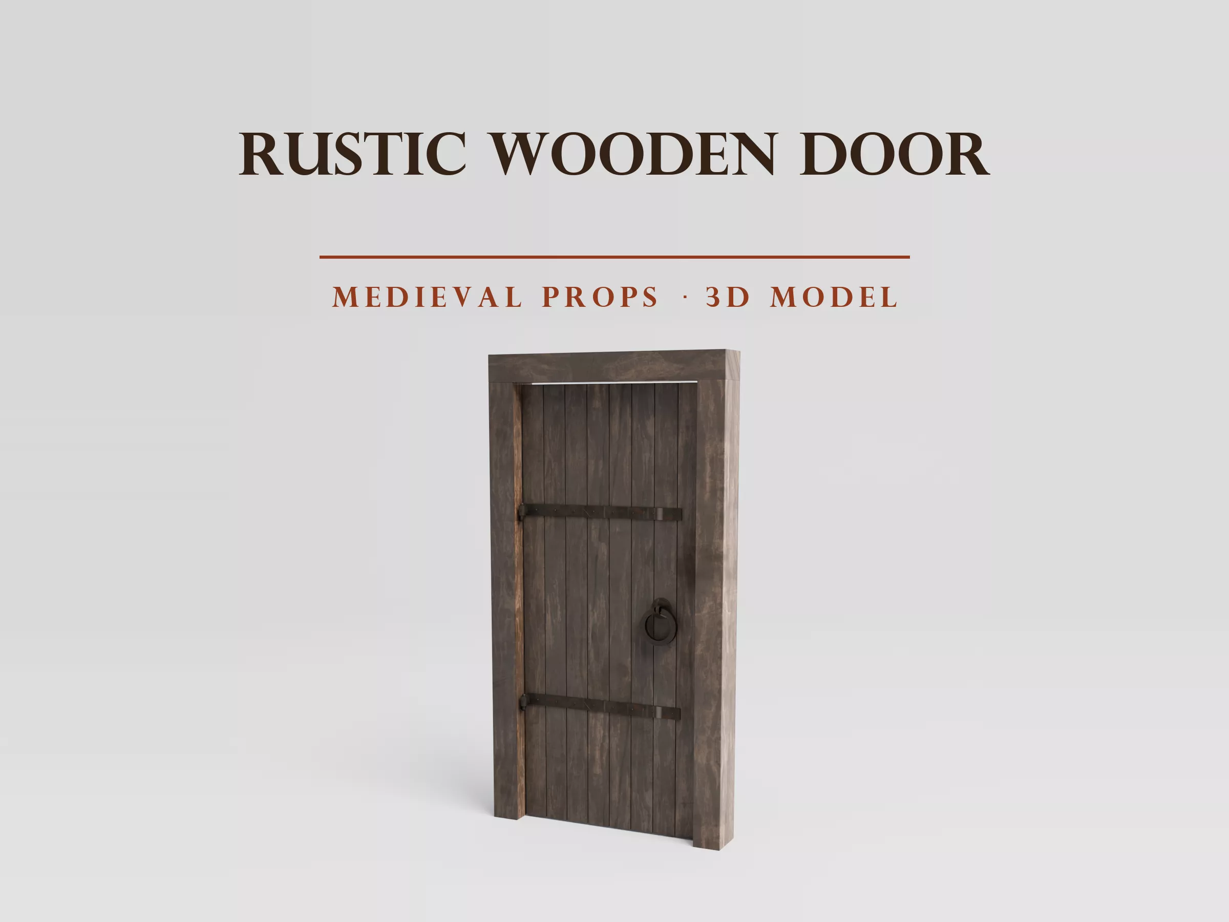Medieval Rustic Door - Animated - PBR Low Poly Low-poly 3D model
