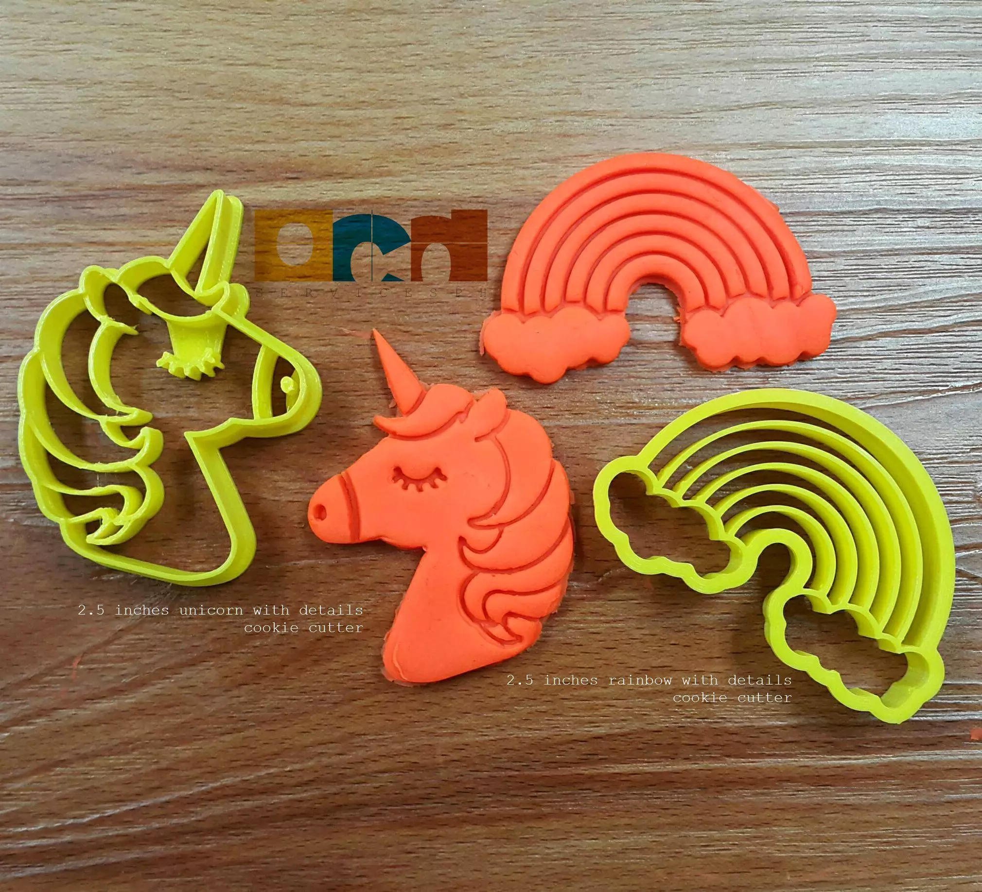 Unicorn and Rainbow cookie cutter set stl file 3D print model