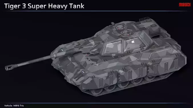 Scifi Tiger 3 Super Heavy Tank Low-poly 3D model
