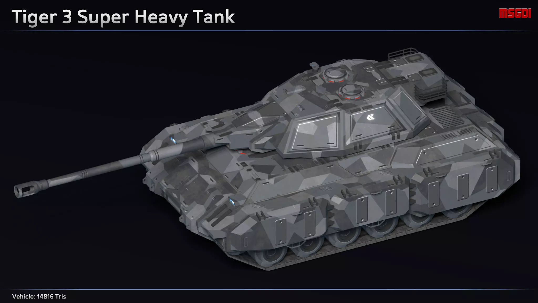 Scifi Tiger 3 Super Heavy Tank Low-poly 3D model_0