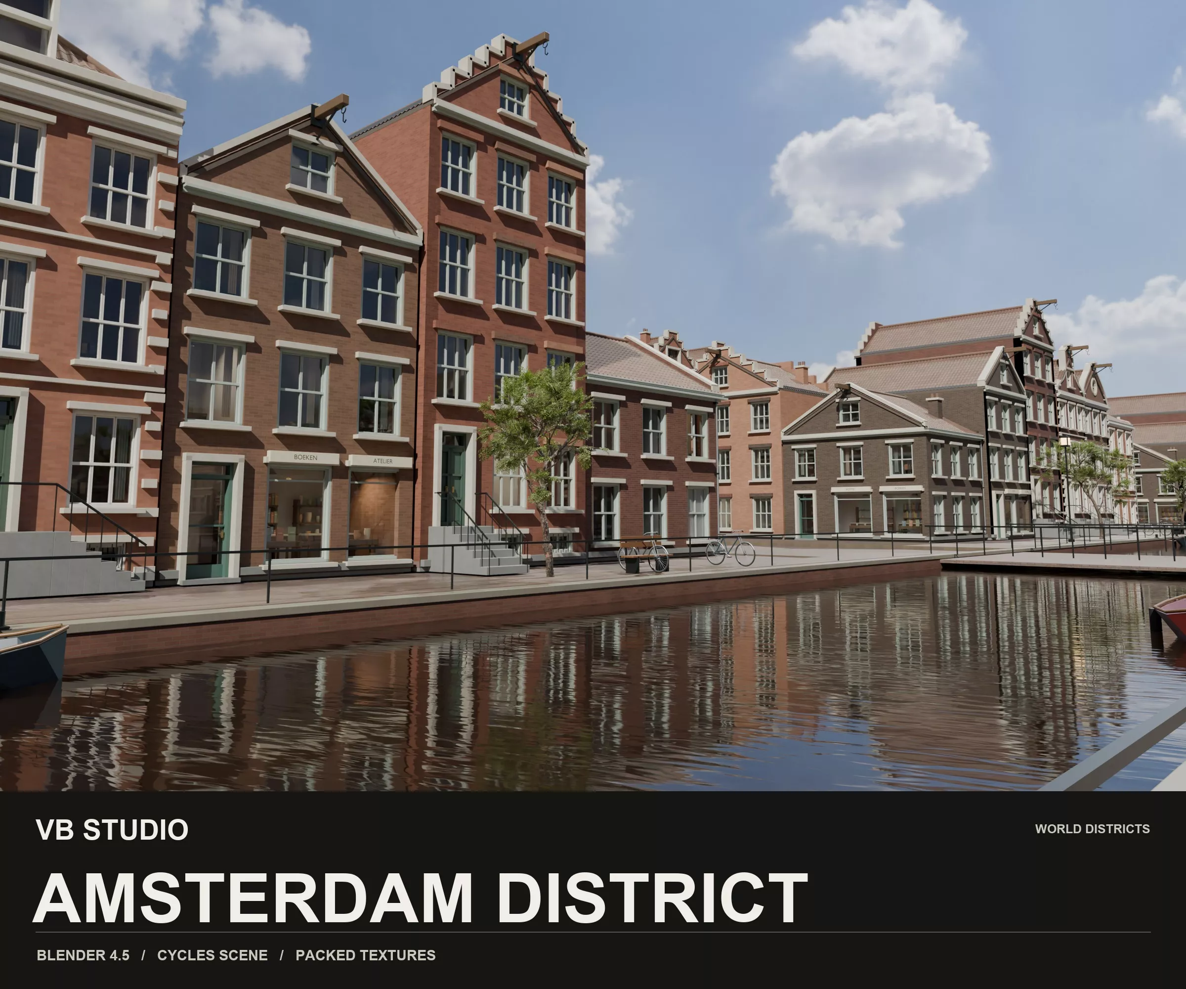 Amsterdam Canal District Blender Scene 3D model