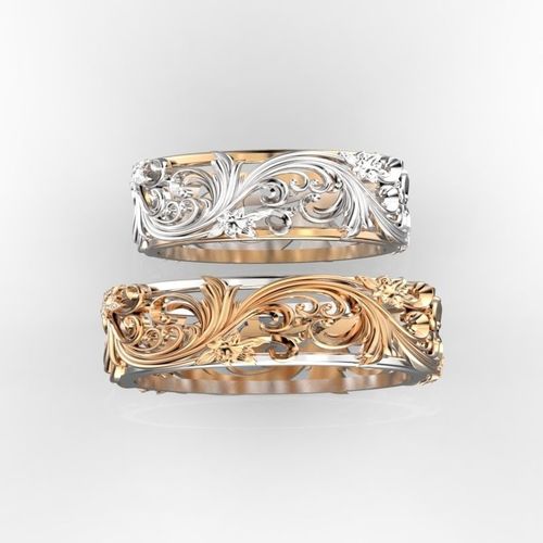 Flower ornamenr rings pair 3D print model