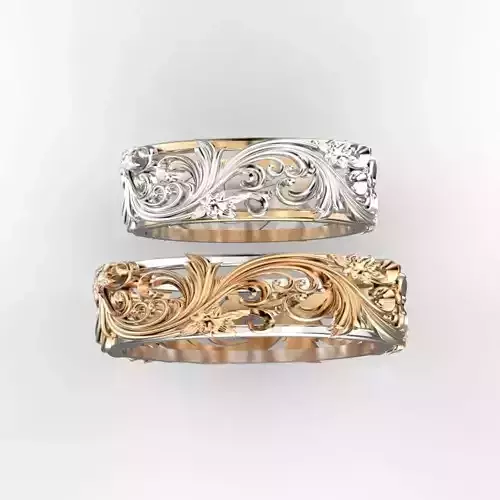 Flower ornamenr rings pair 3D print model