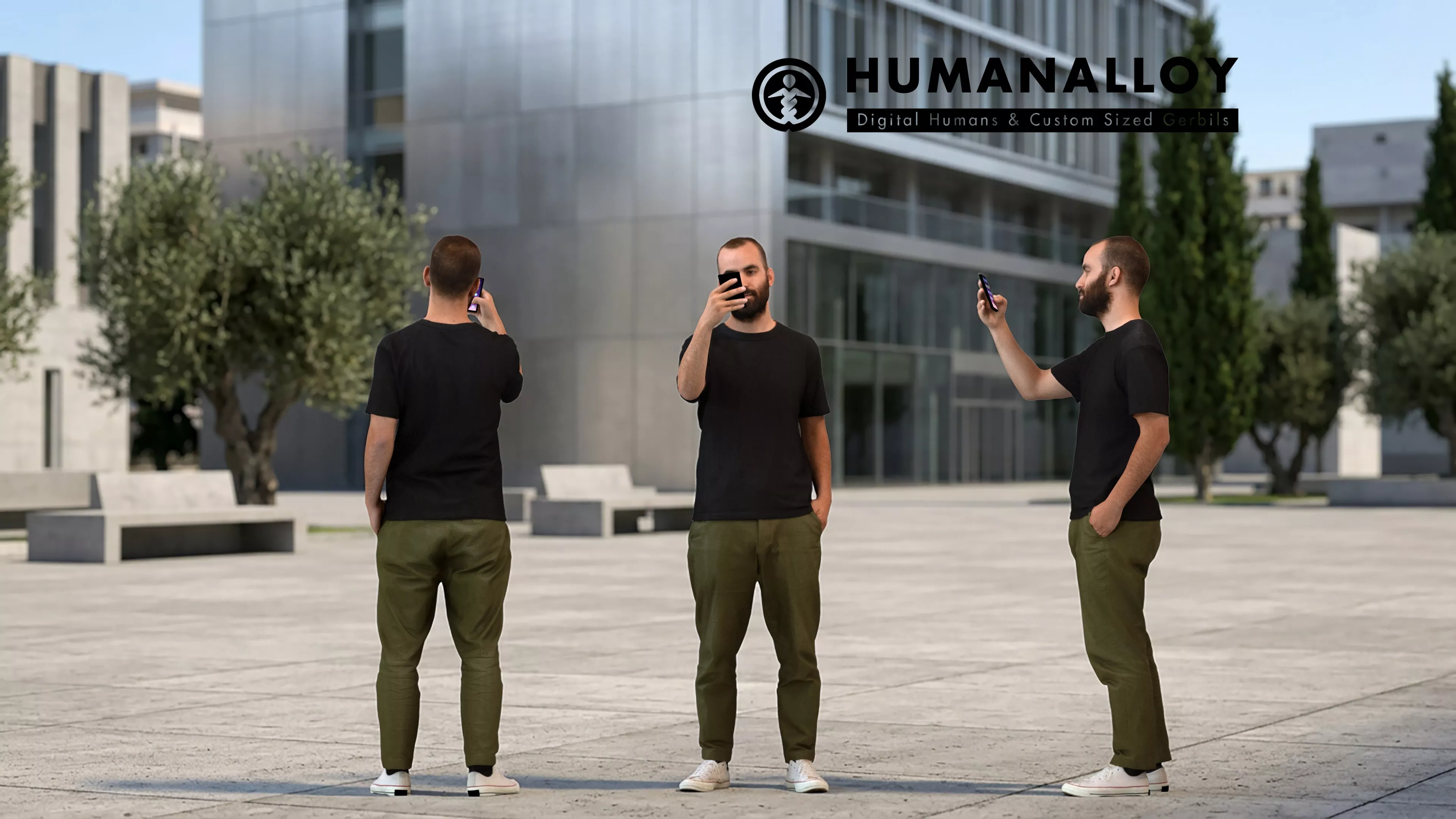 Adult Middle Eastern man calling outdoors in casual summer 3D model