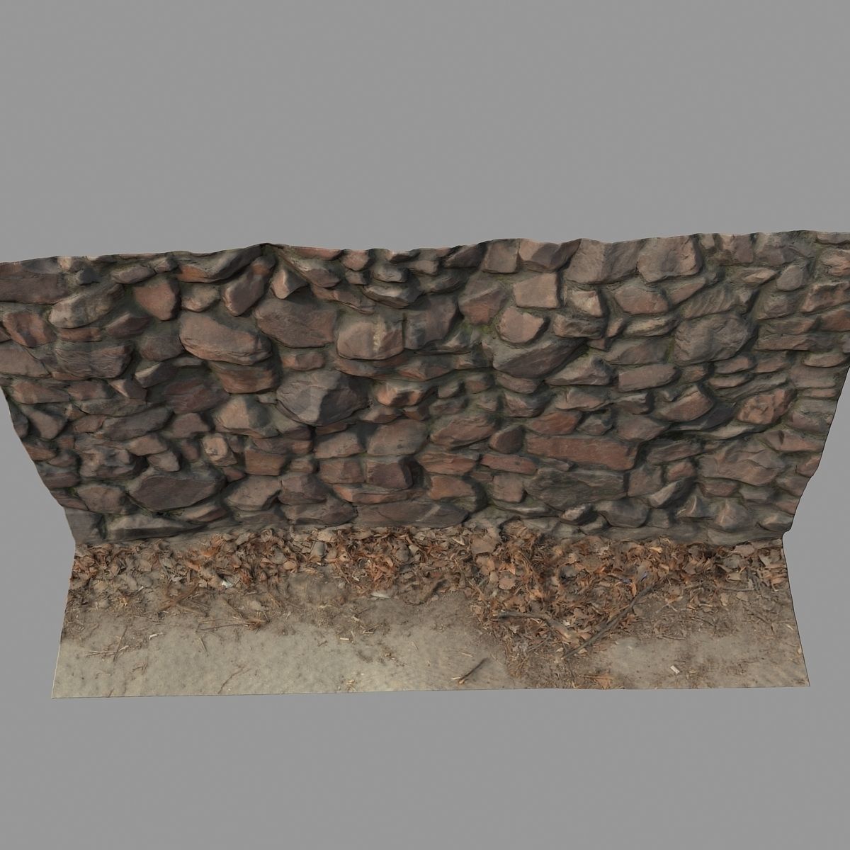 Stone wall Low-poly 3D model_5