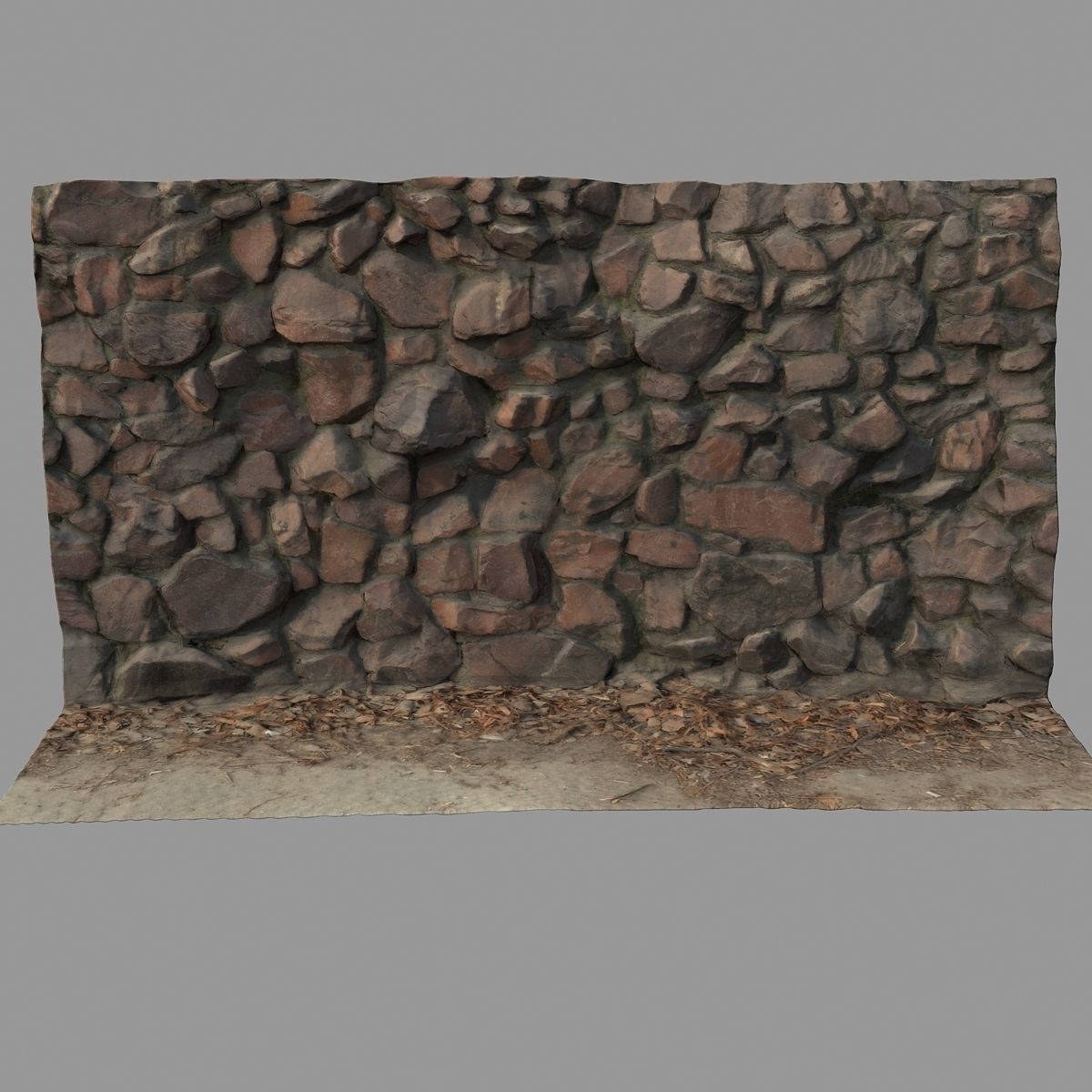 Stone wall Low-poly 3D model_3