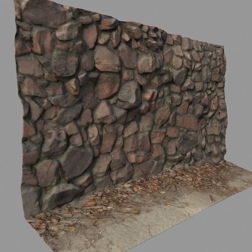 Stone wall Low-poly 3D model