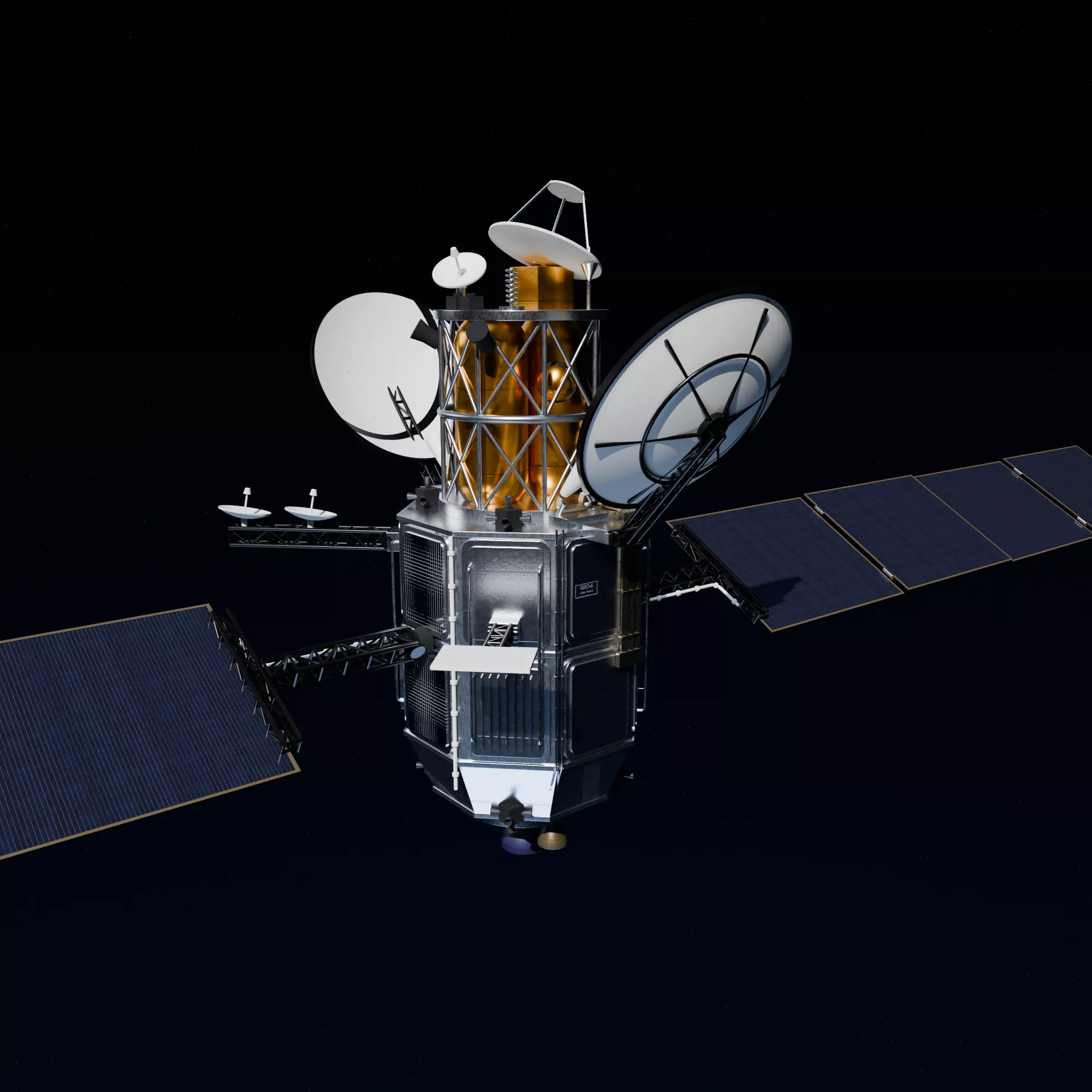 Geostationary Communications Satellite - Rigged and Animated 3D model