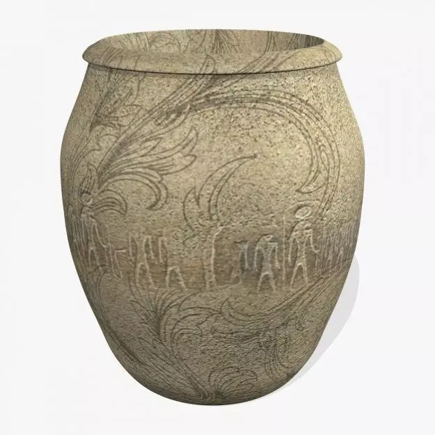 Old sculpture pot Low-poly 3D model_0