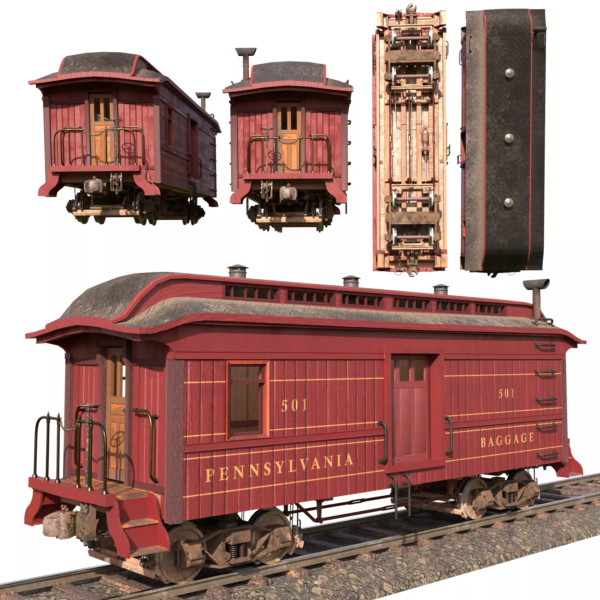 PRR Baggage Car Circa 1860 - BLENDER 3D model