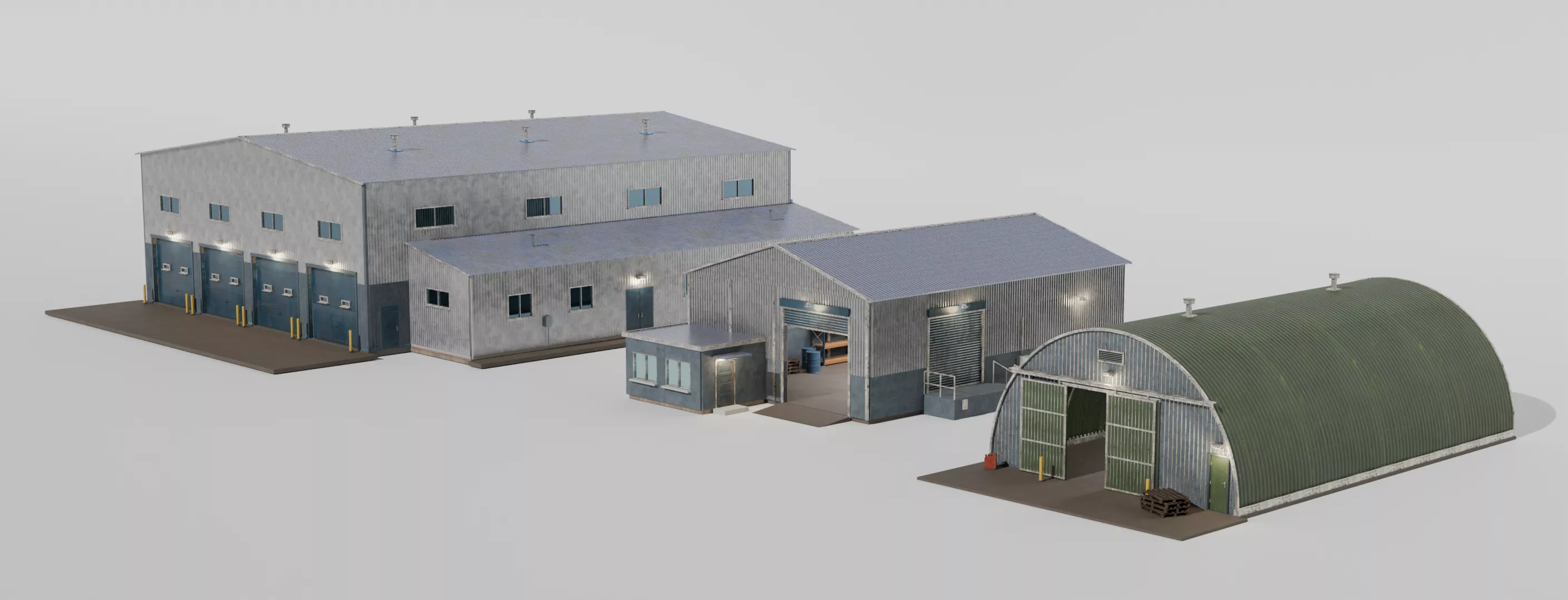 Realistic Industrial Garages Workshop pack 3D model
