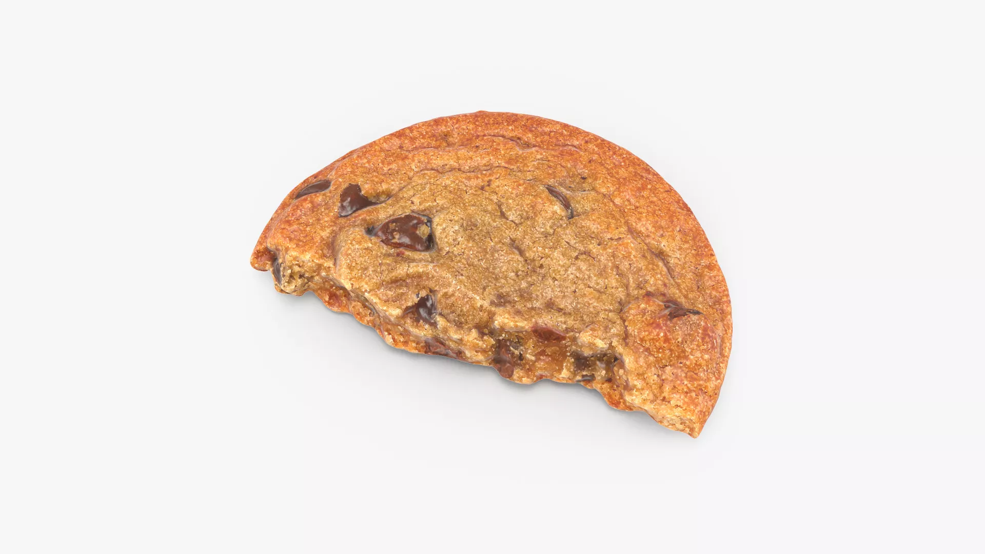 Chocolate Chip Cookie Half Low-poly 3D model