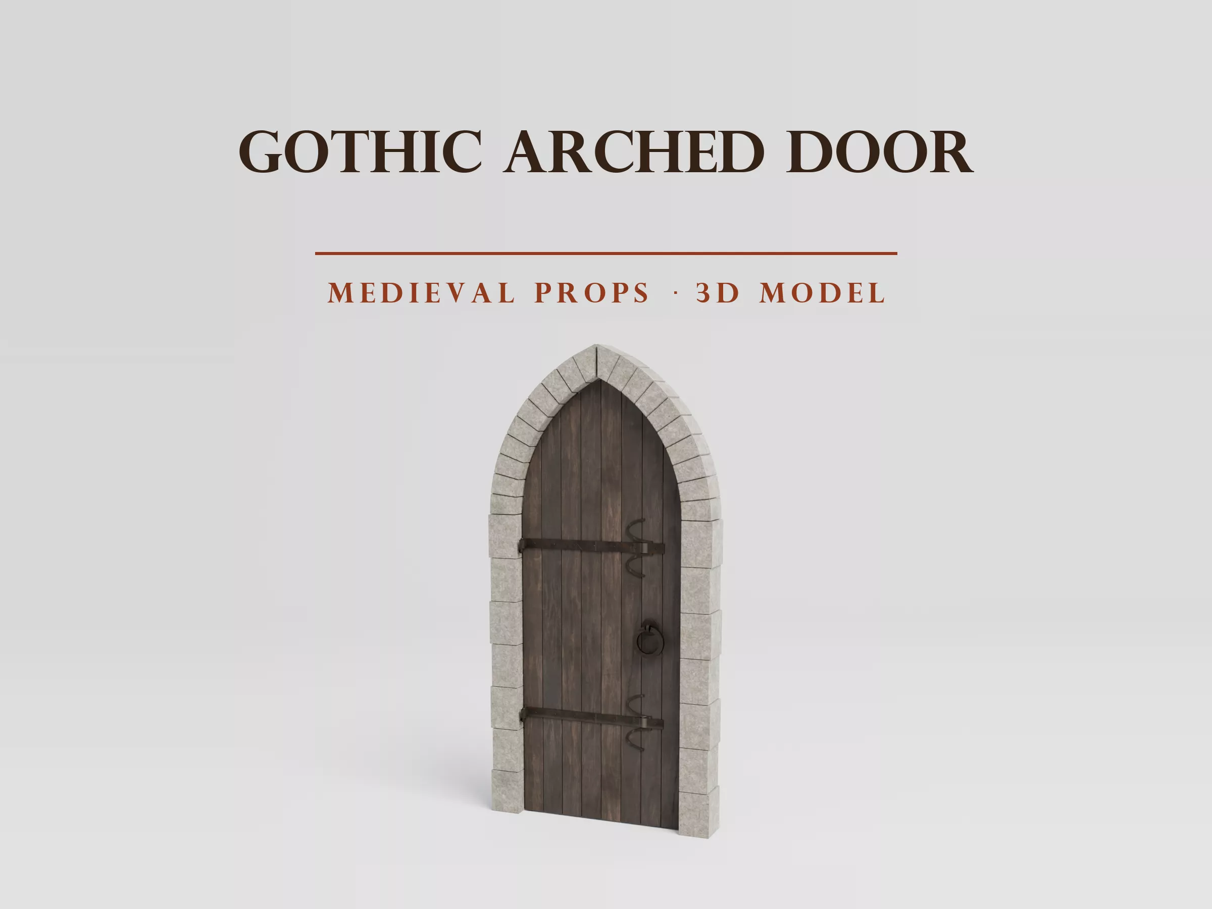 Medieval Gothic Door - Animated - PBR Low Poly Low-poly 3D model