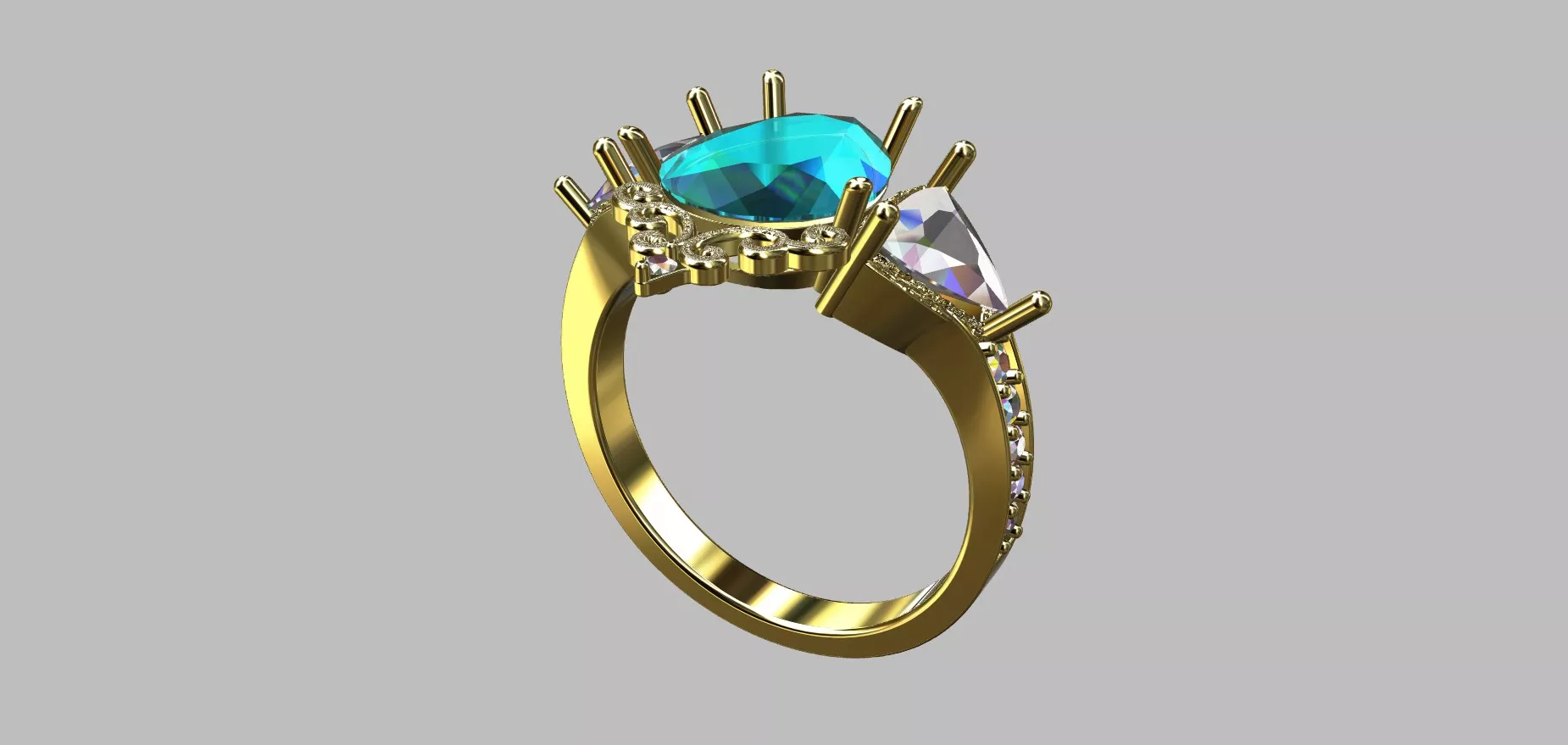 Teardrop Stone Ring 8 45x10 39mm Size 17 3D print model