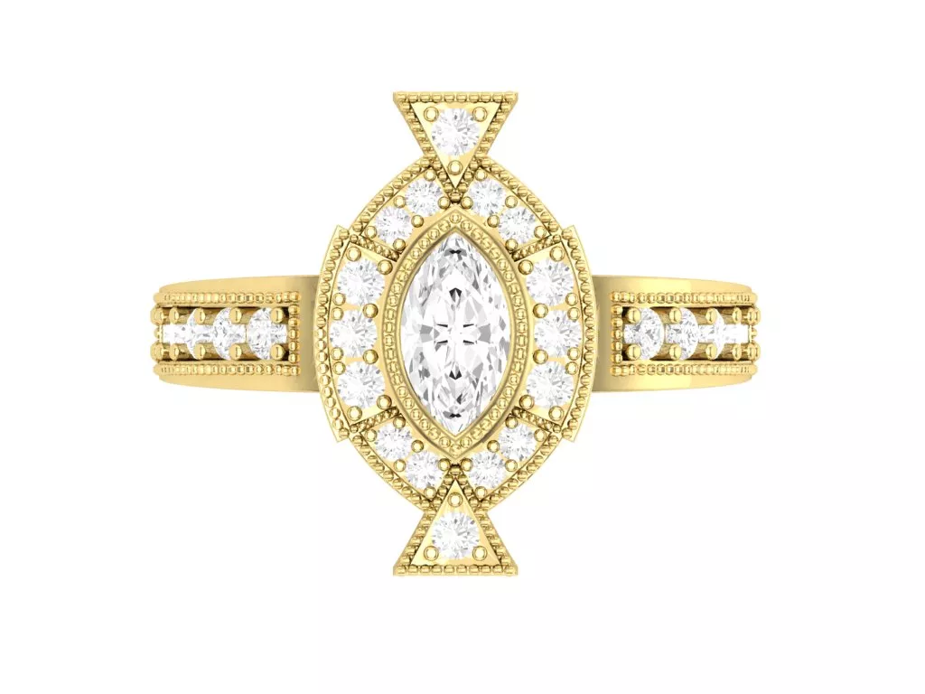 Elongated Marquise Cocktail Ring 3DM 3D print model