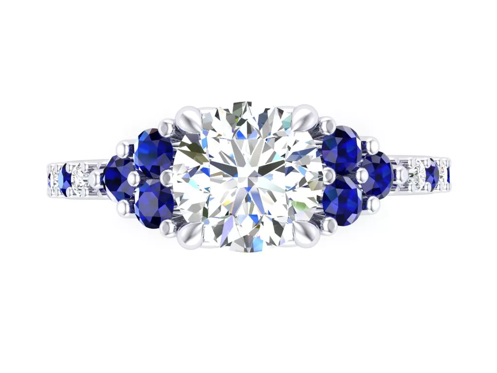 Round Solitaire Cluster Pave Ring 3DM 3D print model