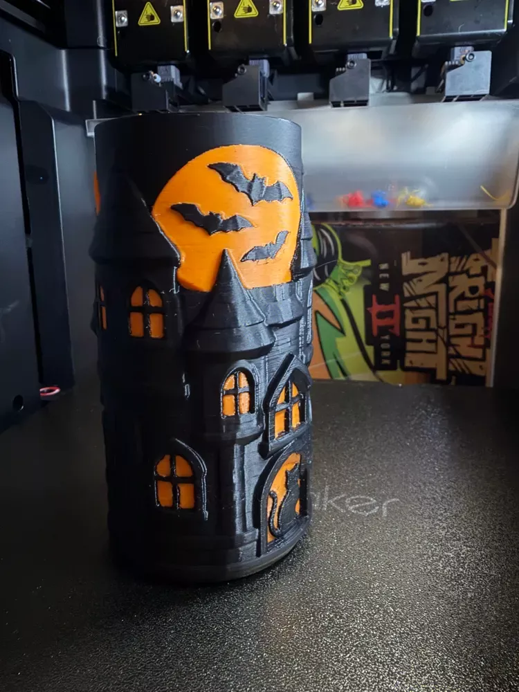 Halloween Haunted House Slim Can Koozie 3D print model