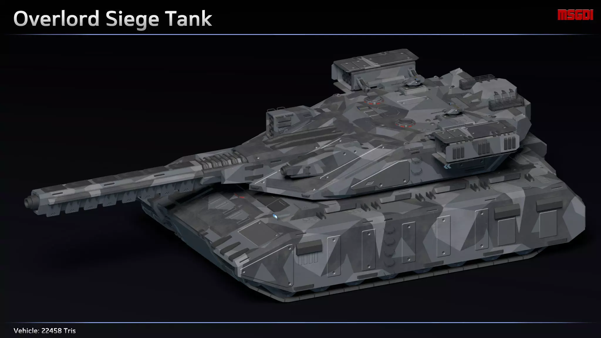Scifi Overlord Siege Tank Low-poly 3D model_0