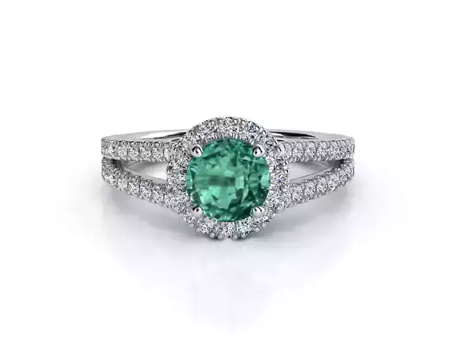 ZLR0132 emerald and diamond engagement ring
