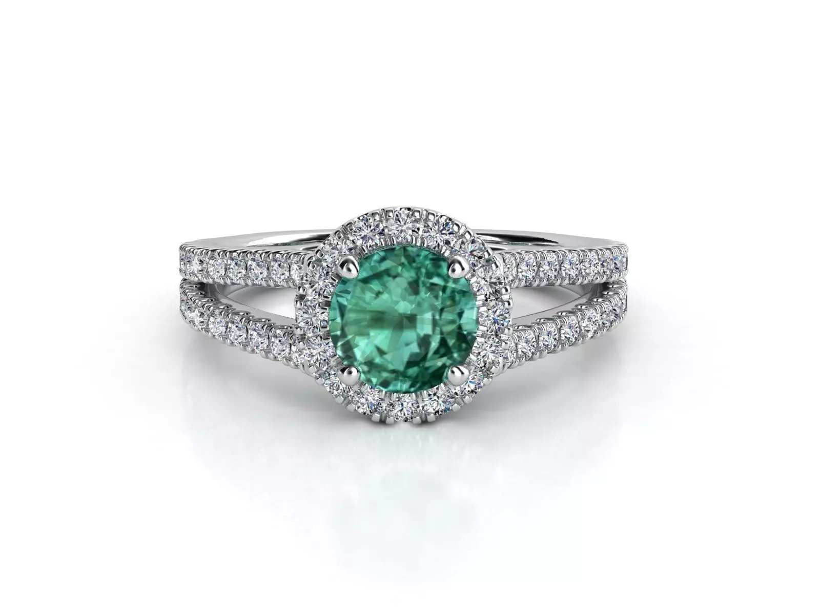 ZLR0132 emerald and diamond engagement ring 3D print model_0