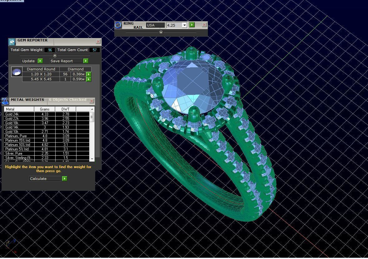 ZLR0132 emerald and diamond engagement ring 3D print model_4
