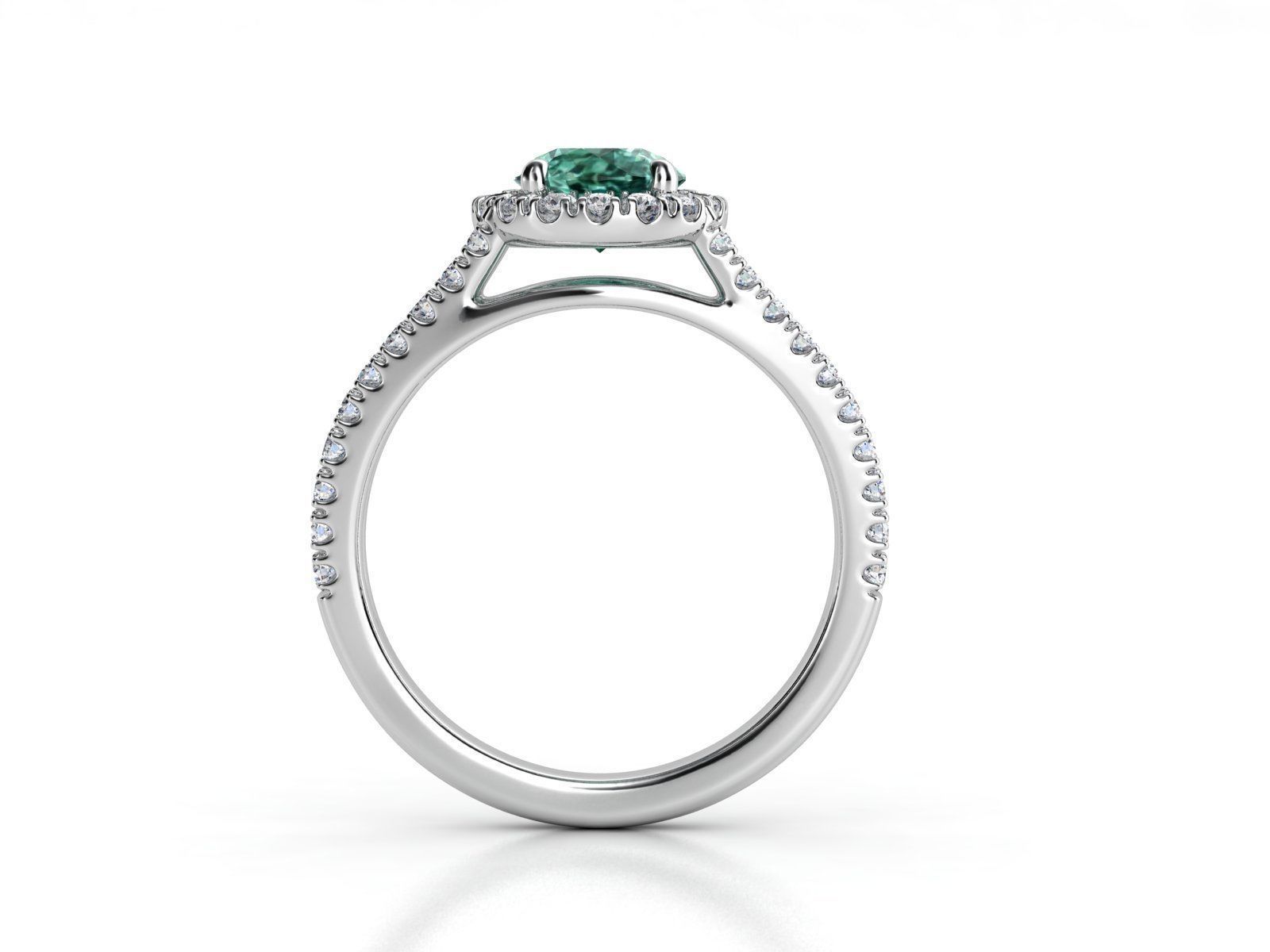ZLR0132 emerald and diamond engagement ring 3D print model_2